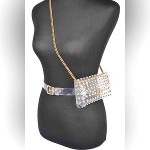 Plus Size Studded Clear Stadium Convertible Fanny Pack Belt Bag